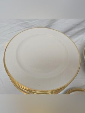 Theodore Haviland Limoges Schleiger, (Set of 4) Dinner Plates, White /Gold Trim